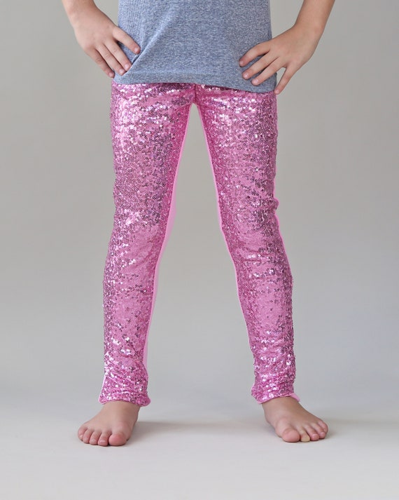 Girls Pink Sequin Leggings Pink Leggings Pink Sequin Leggings Pink Glitter  Pants Pink Sparkle Pants -  Canada