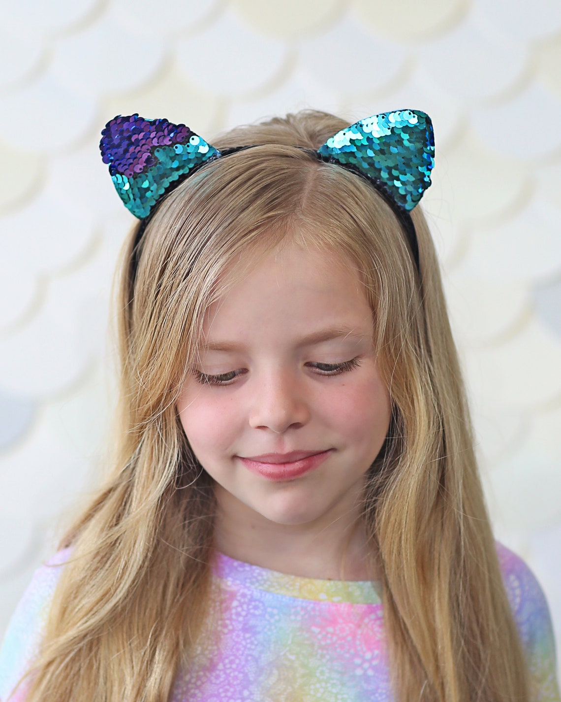 Cat Ear Sequin Headband Sequin Cat Headband Aqua and Etsy