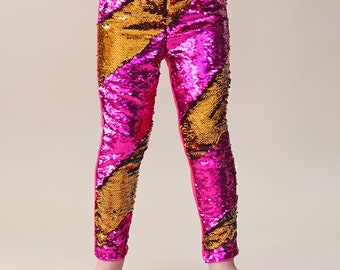 Hot Pink and Pink Reversible Sequined Pants Flip Sequin Pants Hot Pink ...