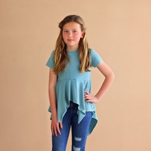 Teal Boho Shirt - Turquoise High Low Shirt - Teal Blue Shirt - Teal Blue Tunic Shirt