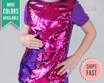 Girls Sequin Top, Trendy Kids Sparkle Shirt, Sequin Birthday Party Outfit, Girls Clothing, Sequin Birthday Shirt Gift, Girls Birthday Shirt