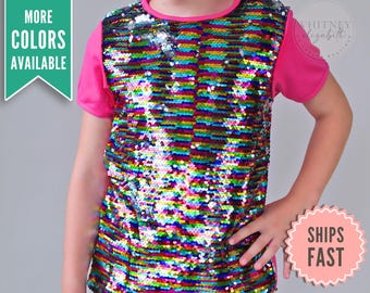 Girls Sequin Top, Trendy Kids Sparkle Shirt, Sequin Birthday Party Outfit, Girls Clothing, Sequin Birthday Shirt Gift, Girls Birthday Shirt