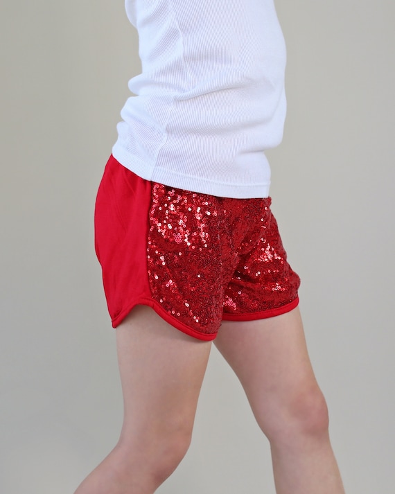 proposición heroína Rodeado Pantalones cortos de lentejuelas rojas Pantalones cortos de - Etsy España