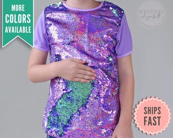 Girls Sequin Top, Trendy Kids Sparkle Shirt, Sequin Birthday Party Outfit, Girls Clothing, Sequin Birthday Shirt Gift, Girls Birthday Shirt