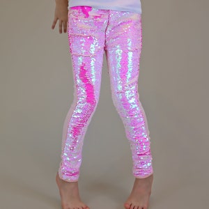 Hot Pink and Pink Reversible Sequined Pants - Flip Sequin Pants - Hot Pink and Pink Sequined Pants - Magic Sequin Pants