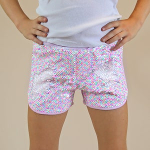 Pastel Sequin Shorts Reversible Sequined Shorts - White Sequin Shorts - Pastel Sequined Shorts - Pastel Shorts