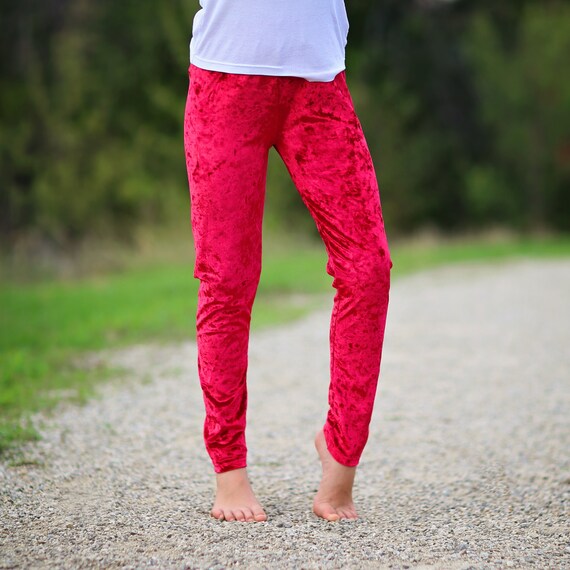 Girls Red Velvet Leggings Velvet Pants, Leggings, Red Pants, Red Leggings,  Girls Leggings, Basic Leggings, Red Stretch Pants, Christmas -  Canada