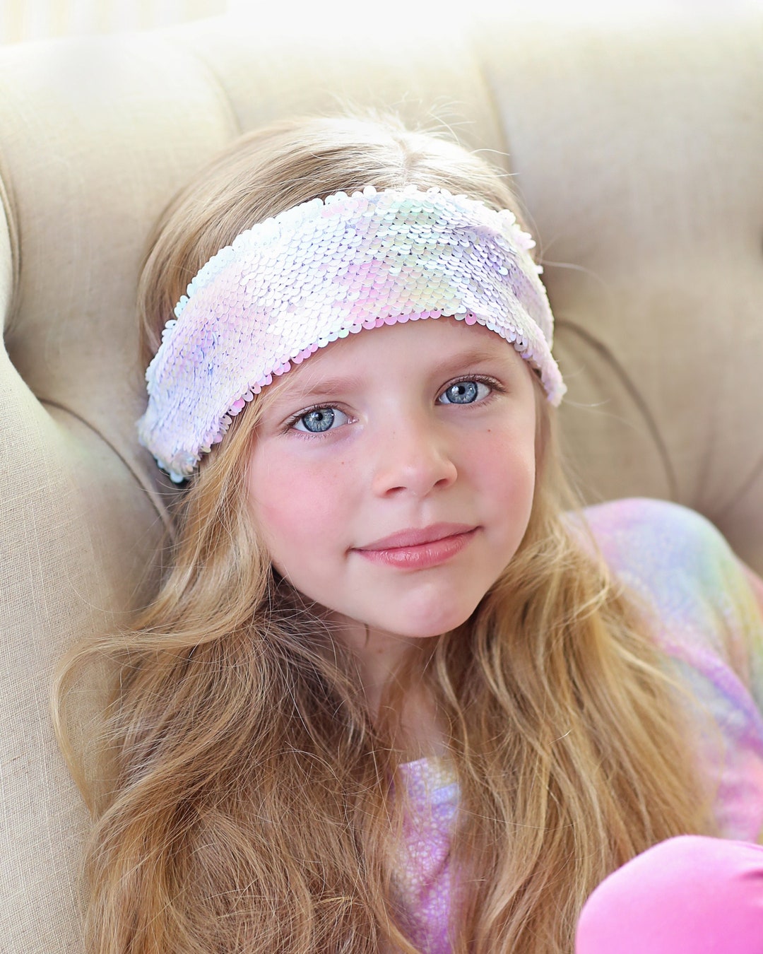 White Flip Sequin Headband Sequin Headband, Birthday Headband, Birthday