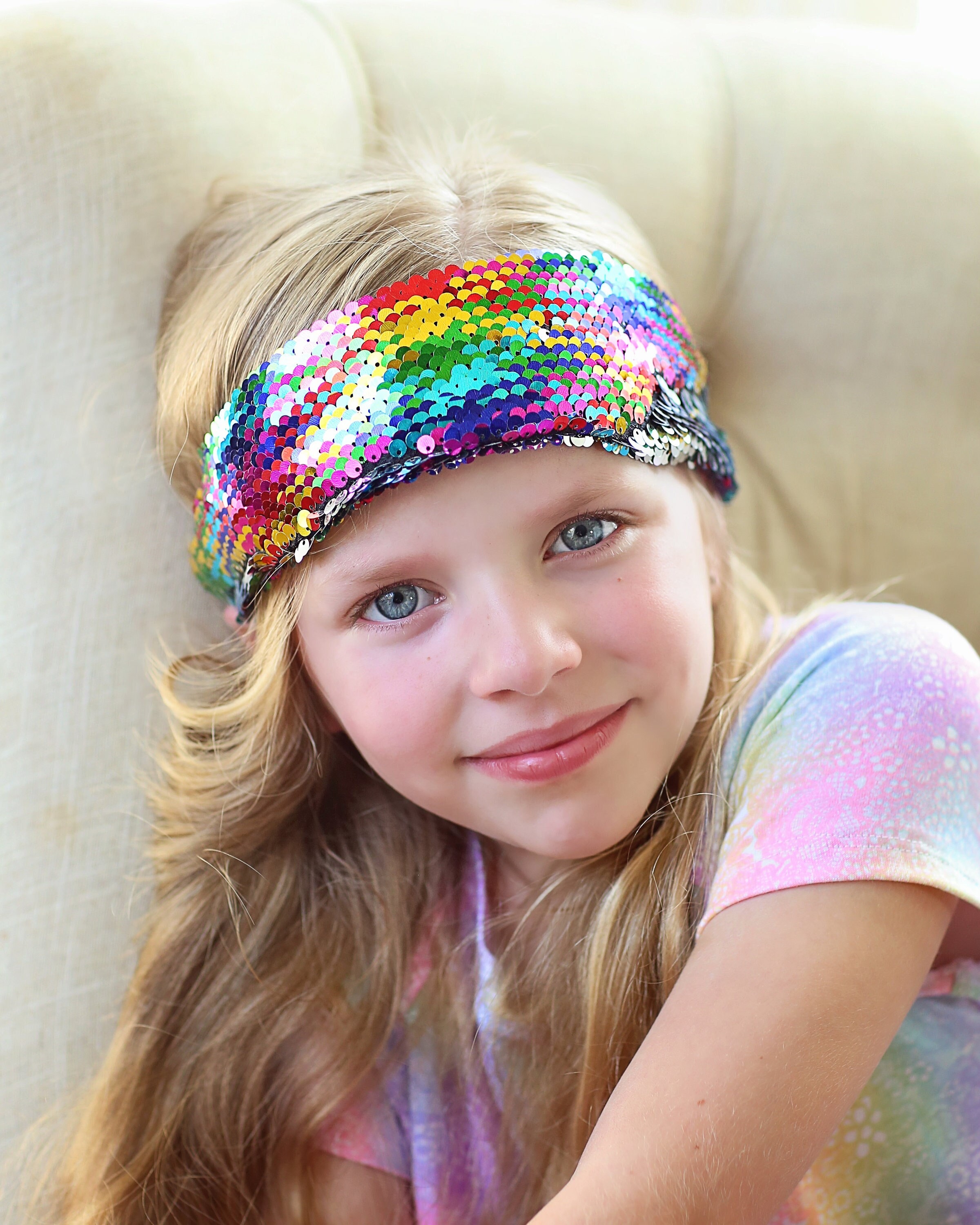 Rainbow Flip Sequin Headband- Sequin Headband, Birthday  display picture 2