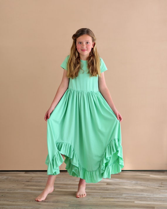 green emerald velvet dress Mint Green Lace High Low Bridesmaid Dress, High Low Homecoming Dress,   Cutedressy