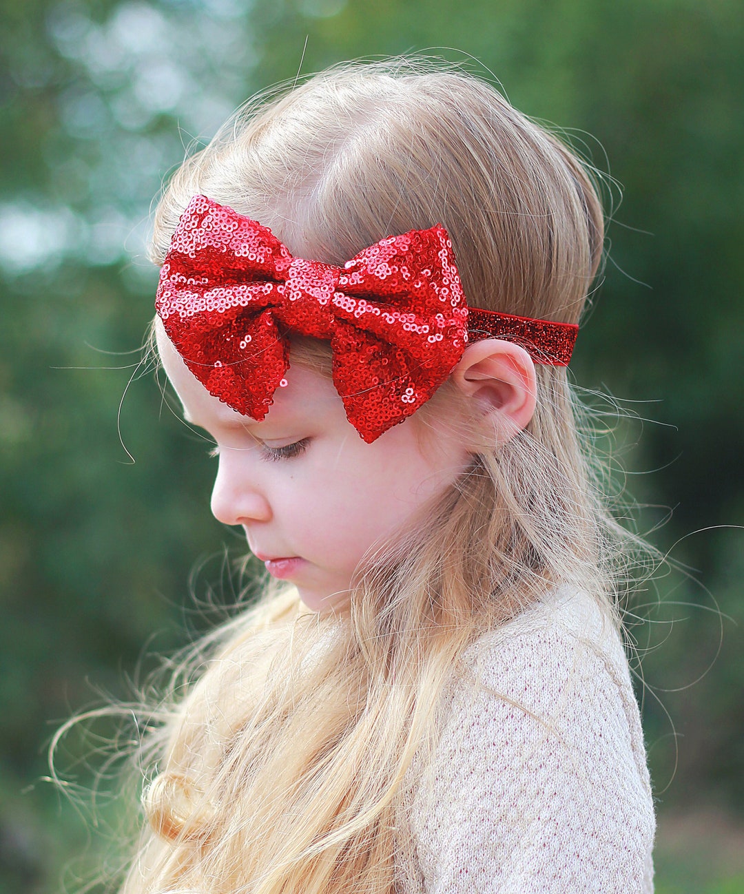 Red Bow Sequin Headband Sequin Bow Headband Red Sequin Bow Etsy