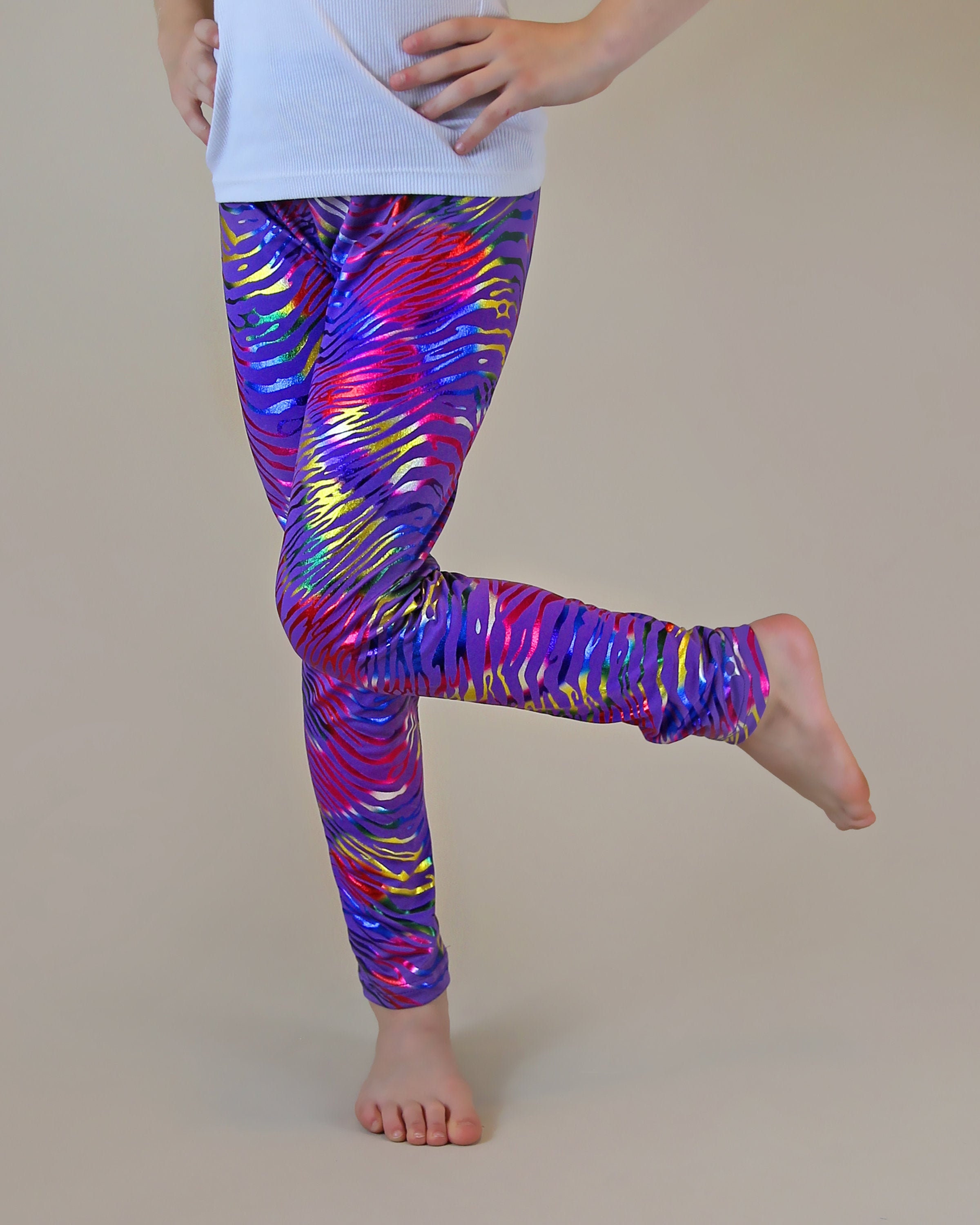Purple Rainbow Leggings Purple Zebra 