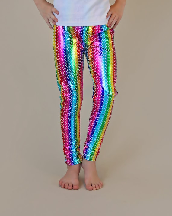 Buy Rainbow Leggings Rainbow Shimmer Leggings Metallic Rainbow