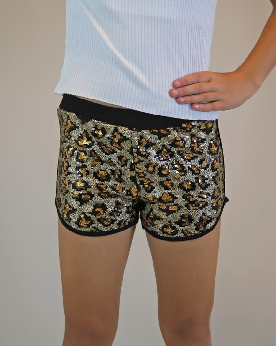 dejar Padre Dictado Pantalones cortos de lentejuelas leopardo Pantalones cortos - Etsy España