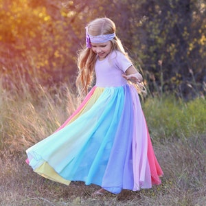 Regenbogen Kleid Langes Pastellkleid Paillettenkleid Geburtstagskleid, Partykleid, twirly Kleid, Mädchen-Geburtstagsgeschenk, Geschenk für Mädchen, Geschenk Bild 3