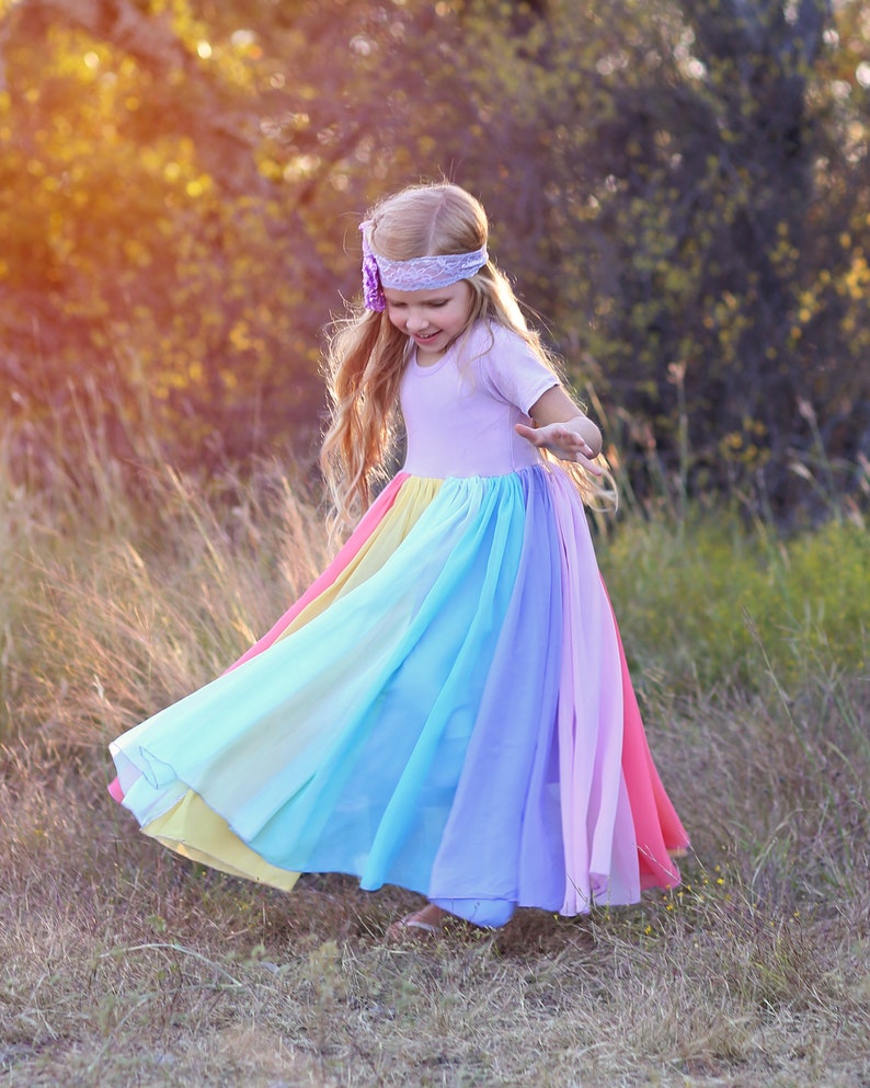 Regenbogen Kleid Langes Pastellkleid Paillettenkleid Geburtstagskleid, Partykleid, twirly Kleid, Mädchen-Geburtstagsgeschenk, Geschenk für Mädchen, Geschenk Bild 3