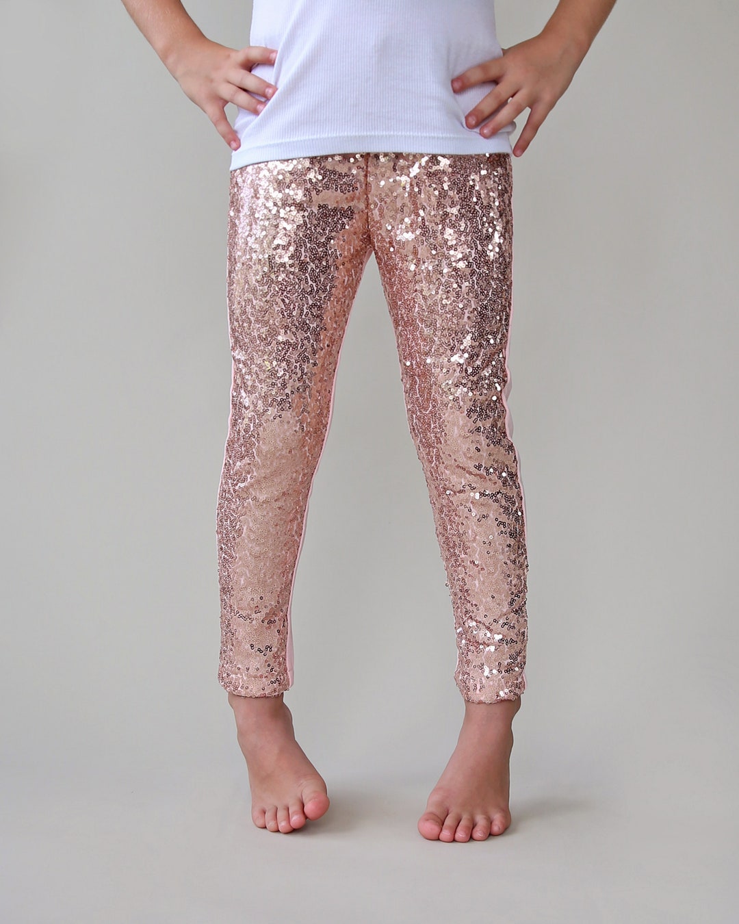 Rose Gold Sequin Pants Rose Gold Leggings Rose Gold Sequin Leggings
