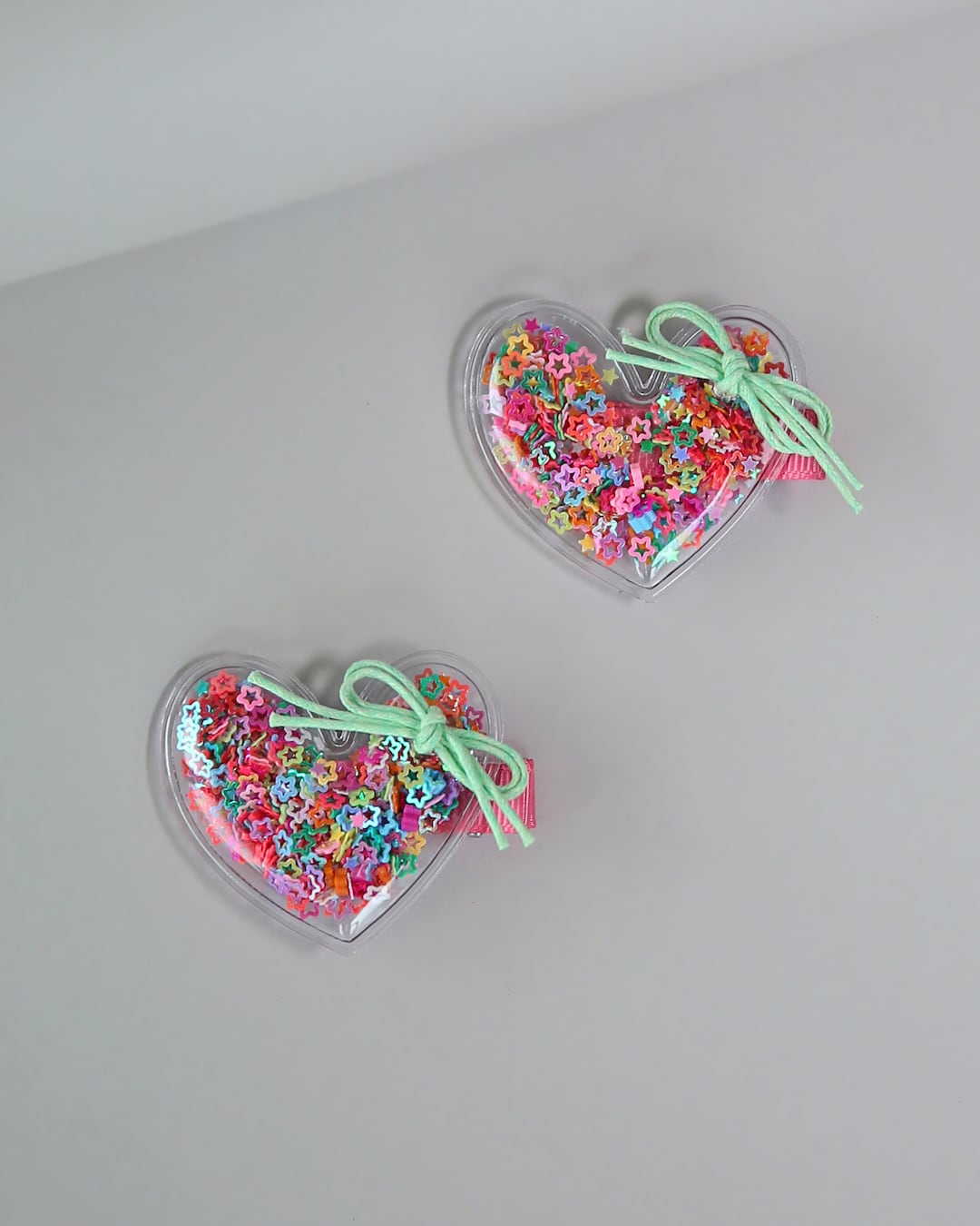 Heart Confetti Hair Clip Pair Sequin Hair Clips Confetti Hair Clips