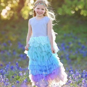 Blue Ombre Dress Long Blue Tutu Dress Blue Tutu Dress Birthday Dress Party Dress Twirly Dress Tutu Dress image 2