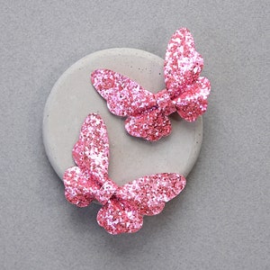 Girls Glitter Butterfly Clip Set -Sequin Bow Clip, Butterfly Hair clips, clip set, pigtail hair clips, Girls gift, butterfly bows, butterfly