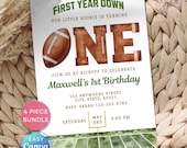 Football Birthday Invitation, First Year Down Football Invitation, Boy Football Invite, Boy 1st Birthday, Football Party, Sports Birthday