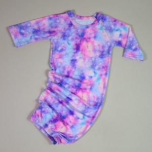 Tie Dye Gown for Baby- Baby Gown, Open bottom gown, sleepsuit, hospital outfit, sleep sack, easy changing baby gown, baby gift, newborn gown