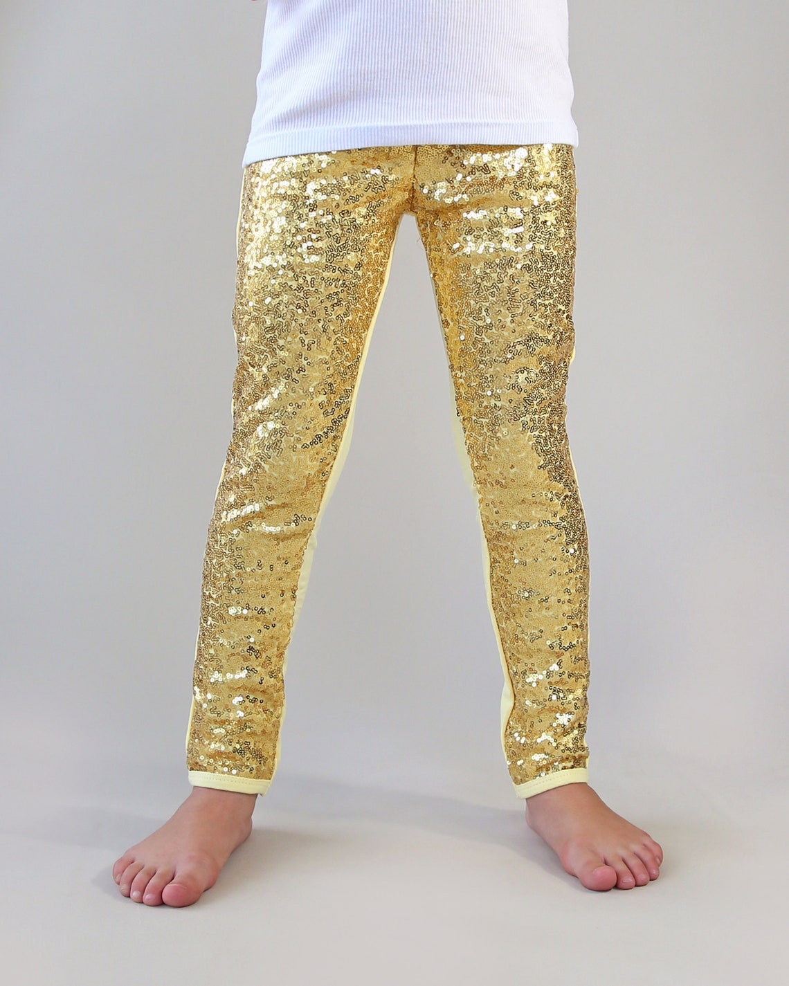 sequin pants rose gold