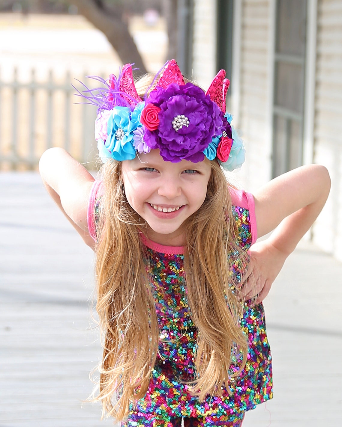 Flower Rainbow Dress Up Crown Birthday Crown Flower Etsy