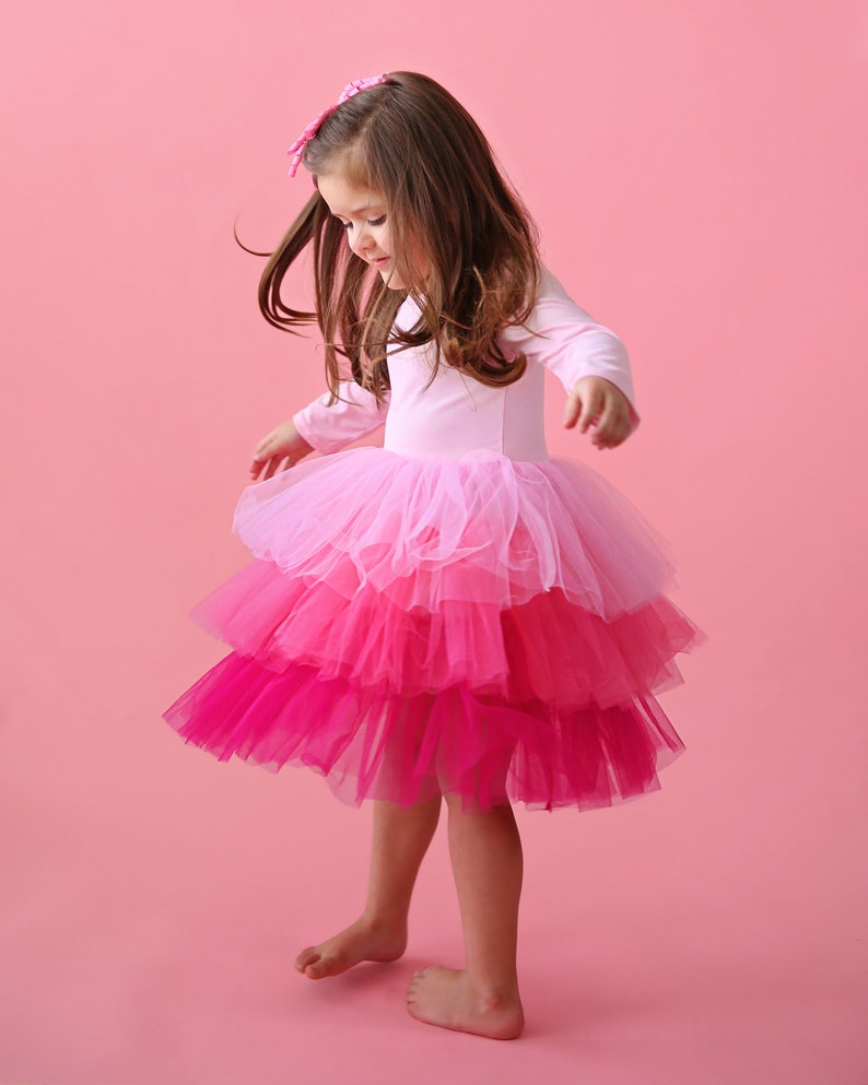 Pink Tulle Flower Girl Dress Princess Birthday Outfits, Fluffy Party Dress for Special Occasions, Gift for Girls, Twirl-Worthy Flower Girl image 7
