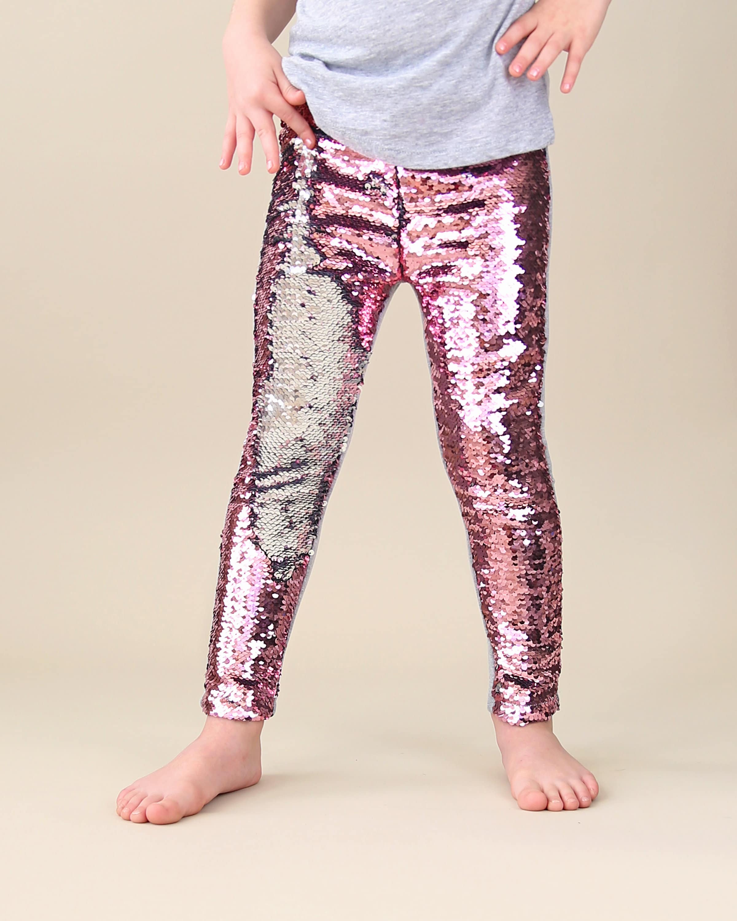 Pink and Silver Reversible Sequined Pants Flip Sequin Pants Pink