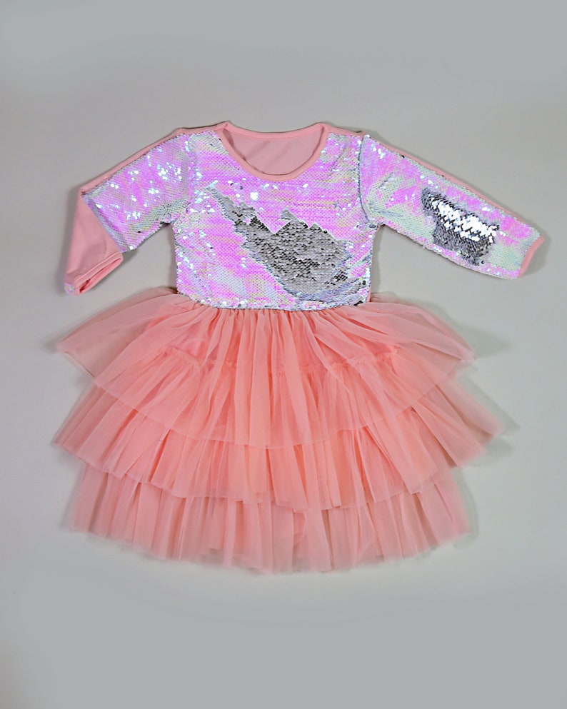 Magic Sequin Tutu Dress Peach Tutu Dress Birthday Dress Party Dress Twirly Dress Blush Flip Tutu Dress