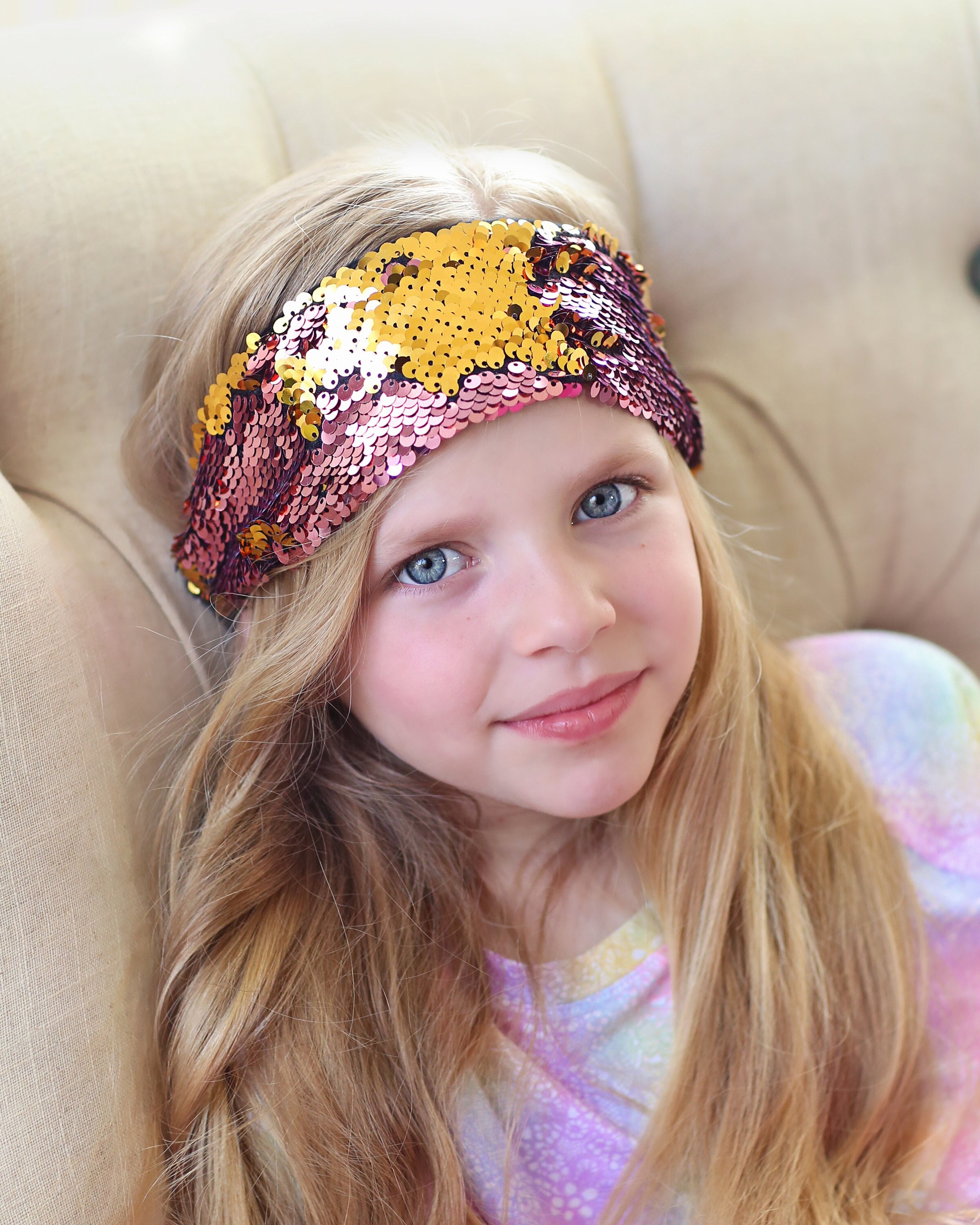 Pink Flip Sequin Headband- Sequin Headband, Birthday 