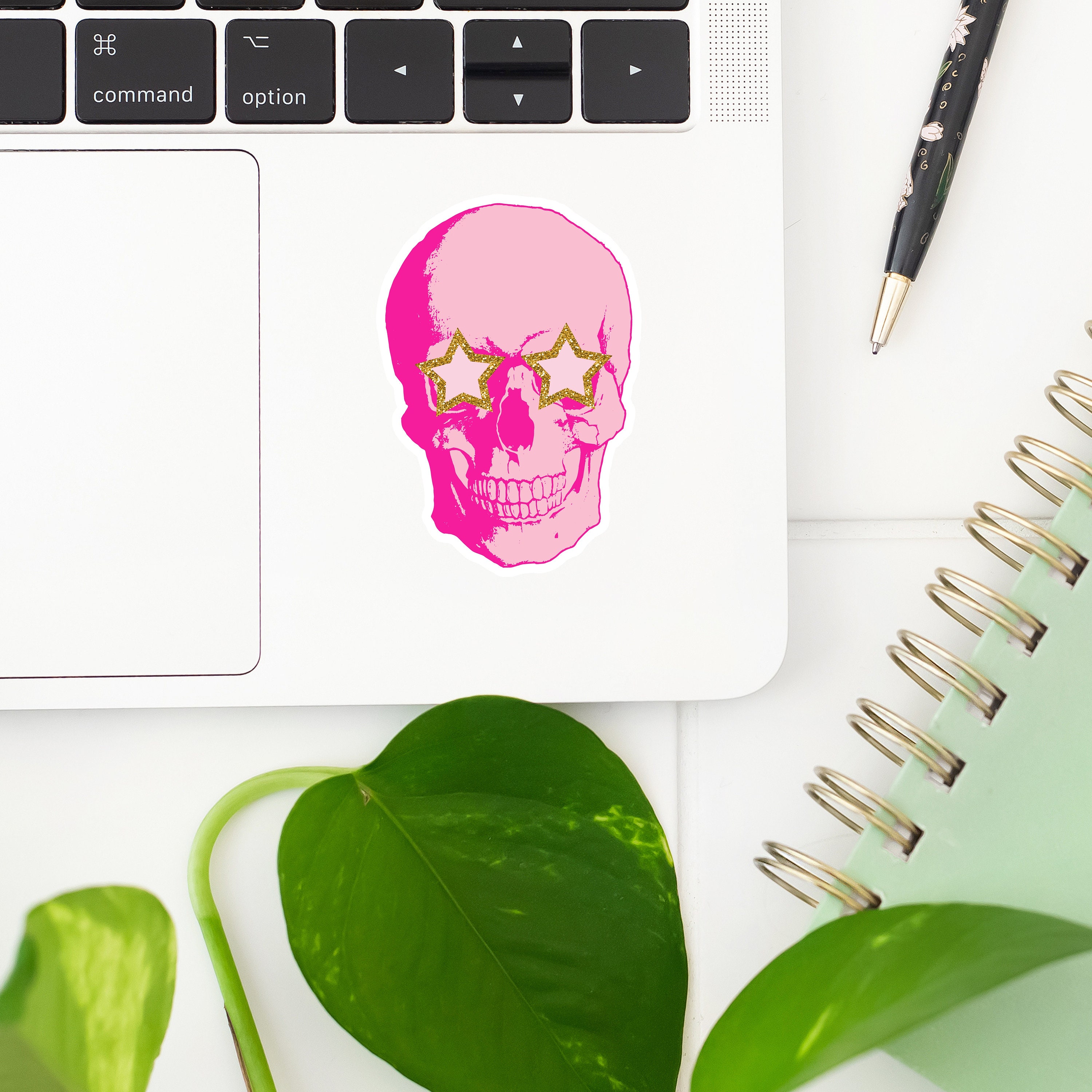 Pink Skull Sticker- Tumbler Sticker, Decal, Laptop Sticker, Water ...