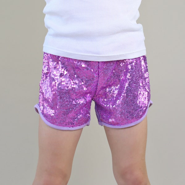 Girls Purple shorts, Lavender Trendy lavender Sequin Shorts Colorful and Fashionable, Perfect Cute Shorts Gift-for-Her, Fun Birthday Present