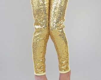 Gold Sequin Pants - Gold Leggings - Gold Sequin Leggings