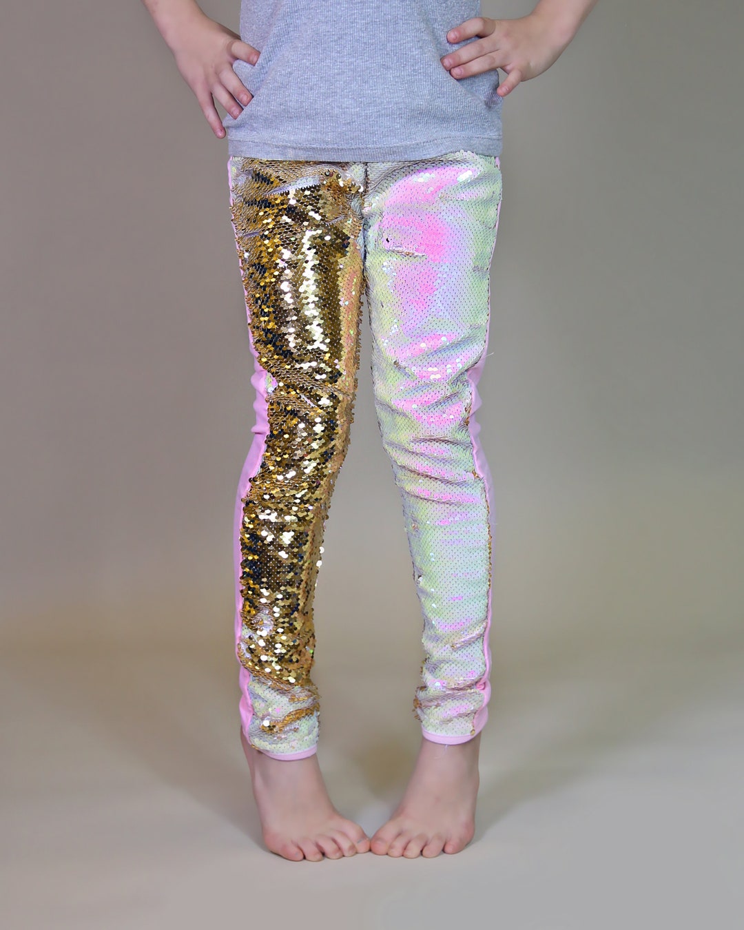 Buy Gold and White Reversible Sequined Pants Flip Sequin Pants
