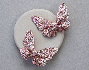 Set di fermagli per capelli con farfalle glitterate per ragazze - Fermaglio con fiocco di paillettes, fermagli per capelli a farfalla, set di fermagli, fermagli per capelli a coda di cavallo, regalo per ragazze, fiocchi a farfalla, farfalla