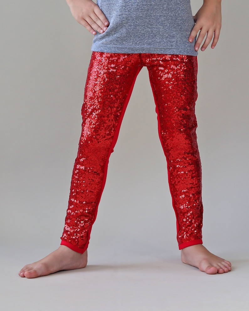 red sequin pants