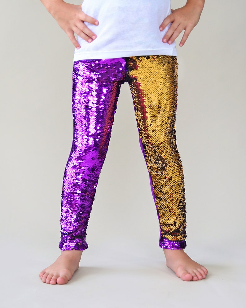 Purple and Gold Reversible Sequin Pants Purple Flip Pants - Etsy