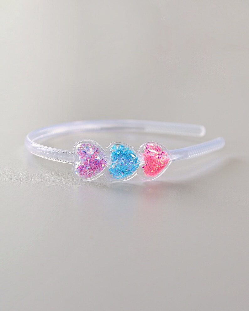 Clear Confetti Sequin Heart Headband Heart Headband, Headband, Rainbow Birthday Headband, Party Favor, Party, Her Birthday Gift, sequins Purple, Blue, Pink