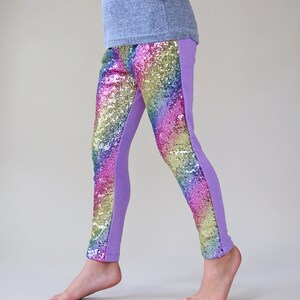 Pastel Rainbow Sequin Pants Pastel Rainbow Leggings Rainbow Sequin Leggings image 4