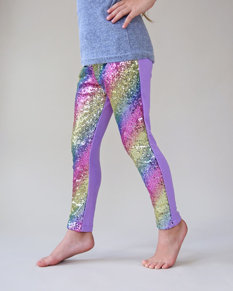 Pastel Rainbow Sequin Pants Pastel Rainbow Leggings Rainbow Sequin Leggings image 4