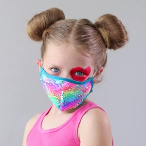 Sequin Face Mask Pocket Filter Face Mask Dust Face Mask Glam Face Mask Neon Rainbow image 2