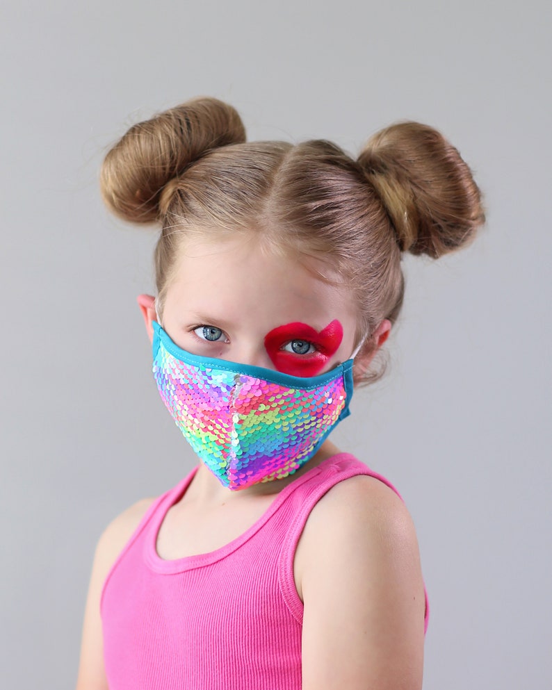 Sequin Face Mask Pocket Filter Face Mask Dust Face Mask Glam Face Mask Neon Rainbow image 2