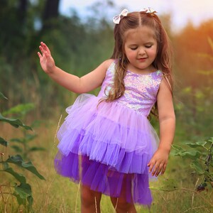 Purple Sparkling Sequin Top Tulle Girl Dress Flower Girl Birthday Outfit, Princess Chiffon Party Dress, Perfect Gift for Special Occasions image 1