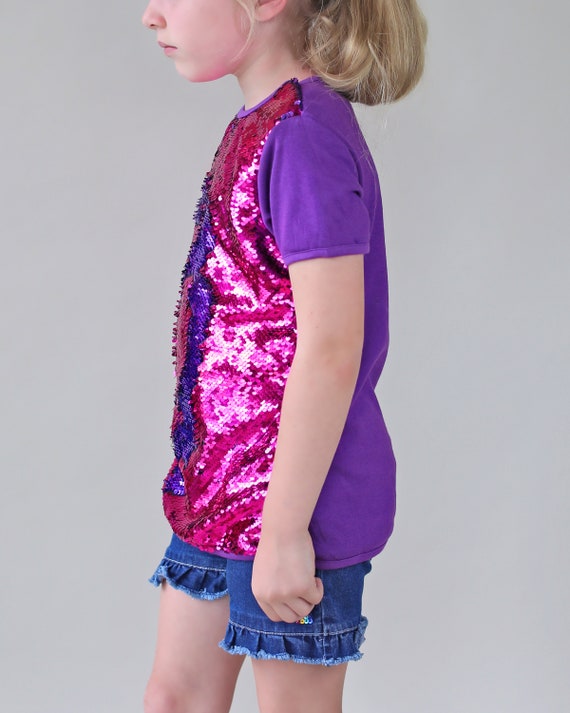 Hot Pink and Purple Reversible Sequined Shirt Hot Pink Sequin