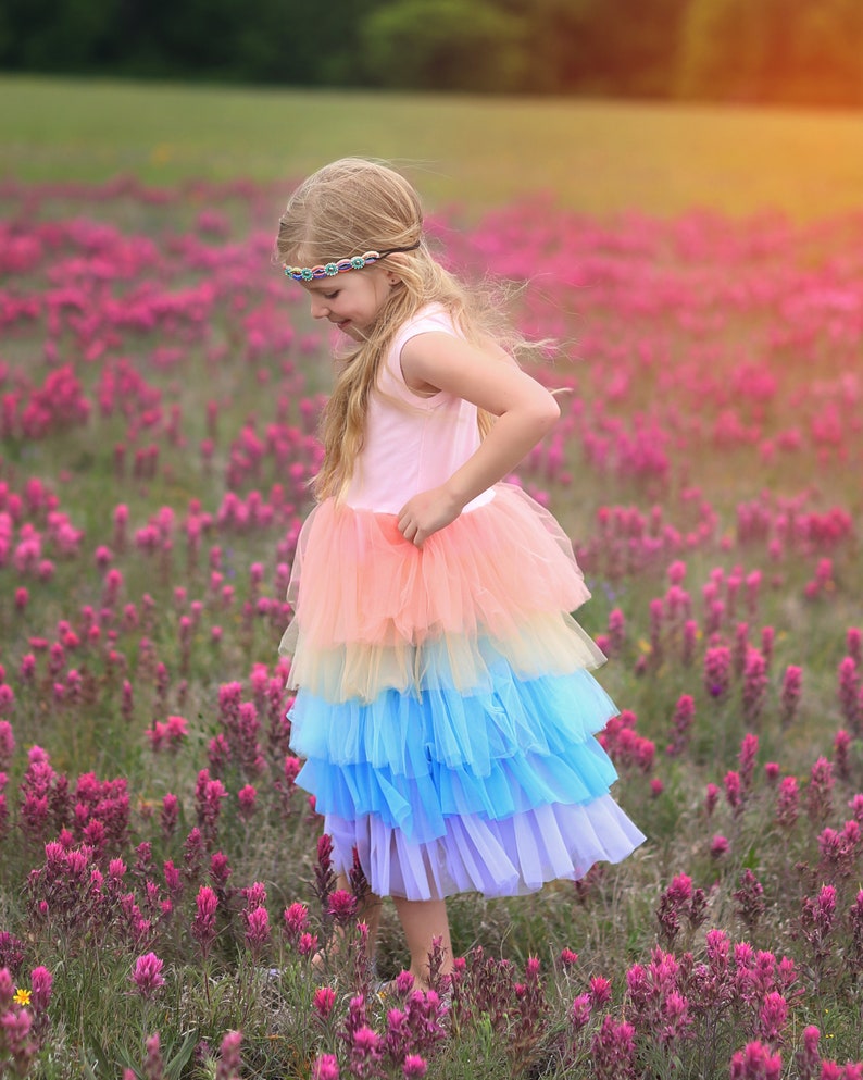 Rainbow Dress Long Pastel Dress Pastel Rainbow Tutu Dress - Etsy
