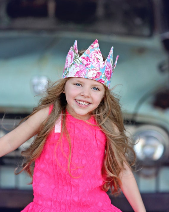 Dress up Crown - Sequin Crown - Birthday Crown - Pink and Gold Polka Dot  Crown Reverse Teal Floral - Fits All - Etsy