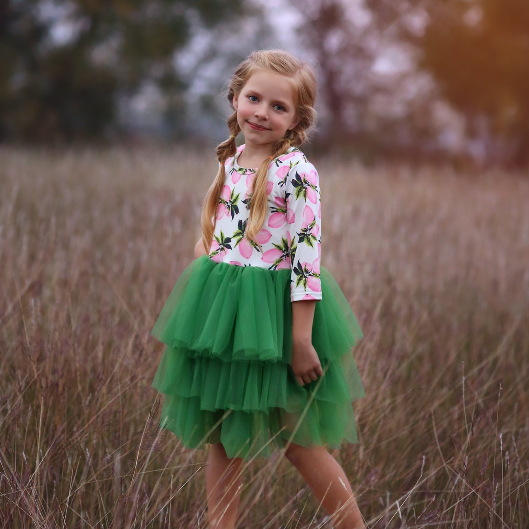Girls Pink A-line Floral Tutu Dress