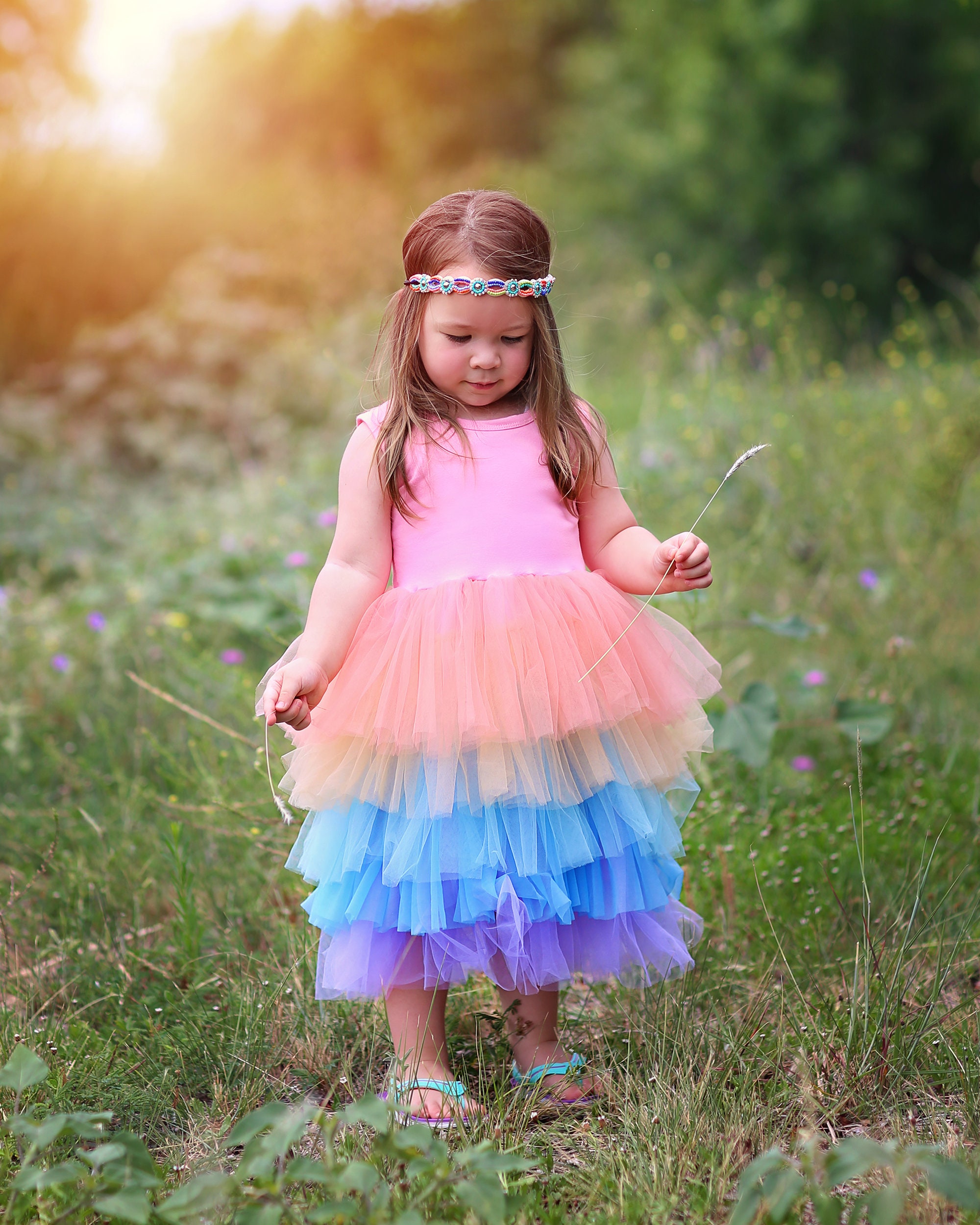 Rainbow Dress Long Pastel Dress Pastel Rainbow Tutu Dress - Etsy